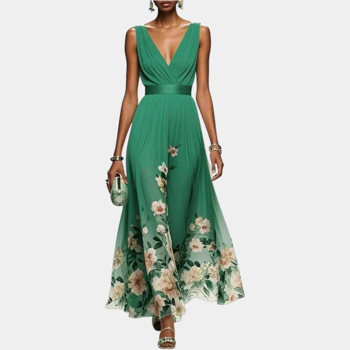 Elegante abito lungo a fantasia floreale💐