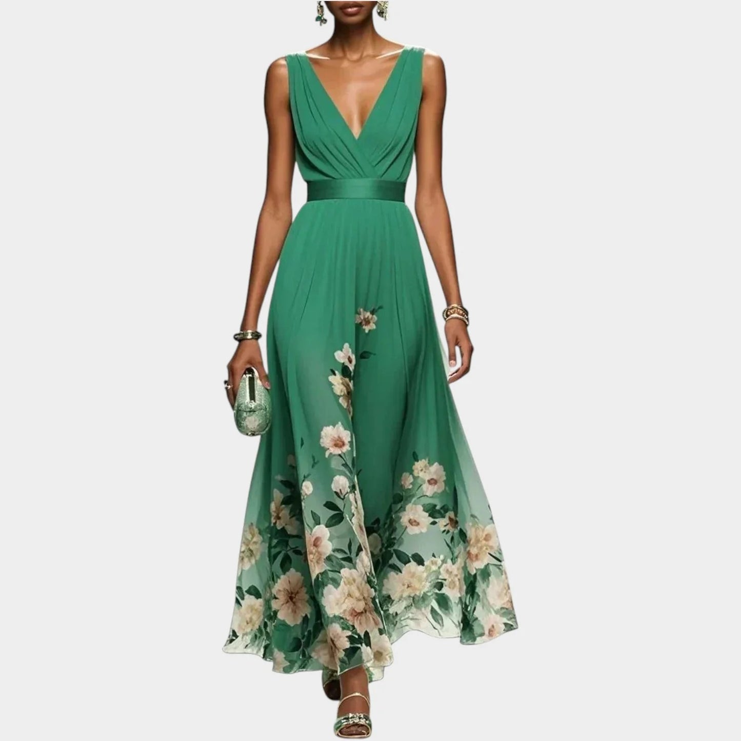 Elegante abito lungo a fantasia floreale💐