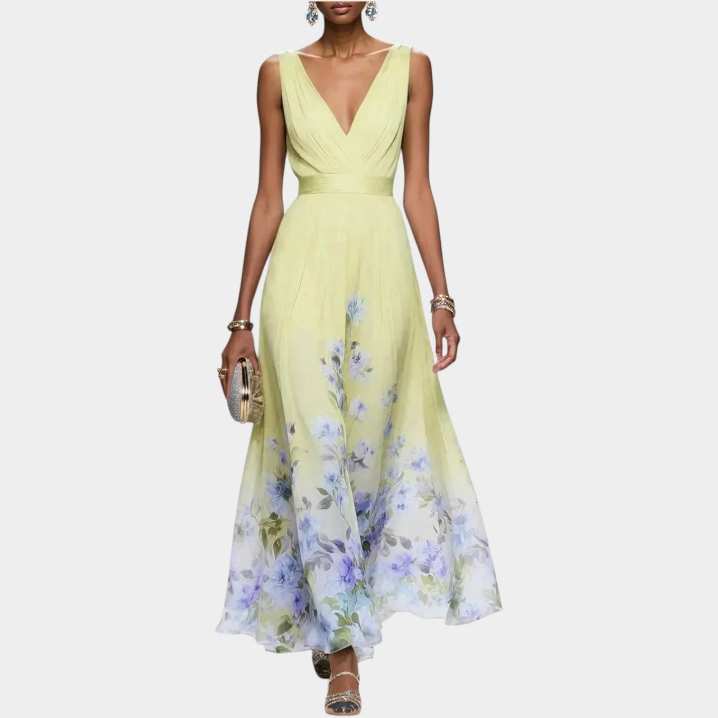 Elegante abito lungo a fantasia floreale💐