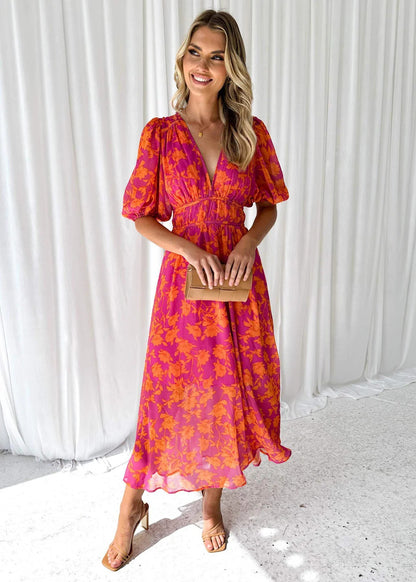 Kathy - Elegante abito lungo con scollo a V