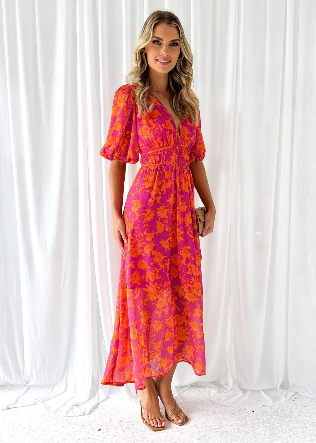 Kathy - Elegante abito lungo con scollo a V