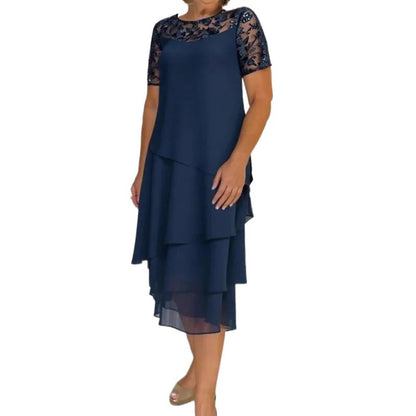 vestito tourbillon con ricami in pizzo brillantinati