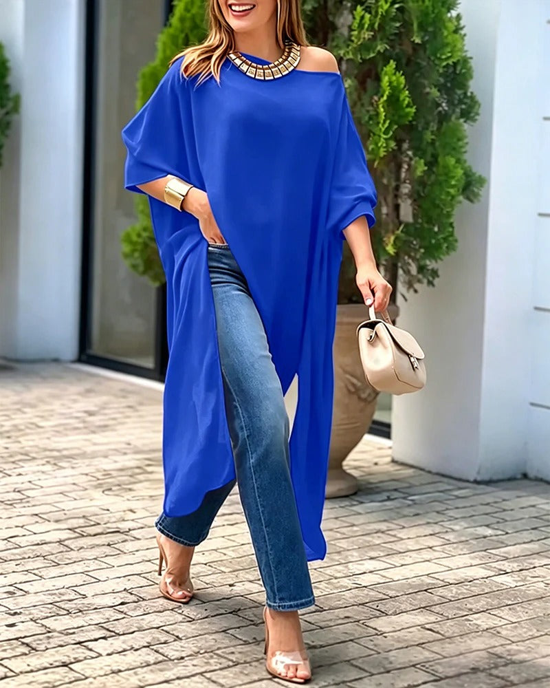 Blusa ampia asimmetrica a mantella