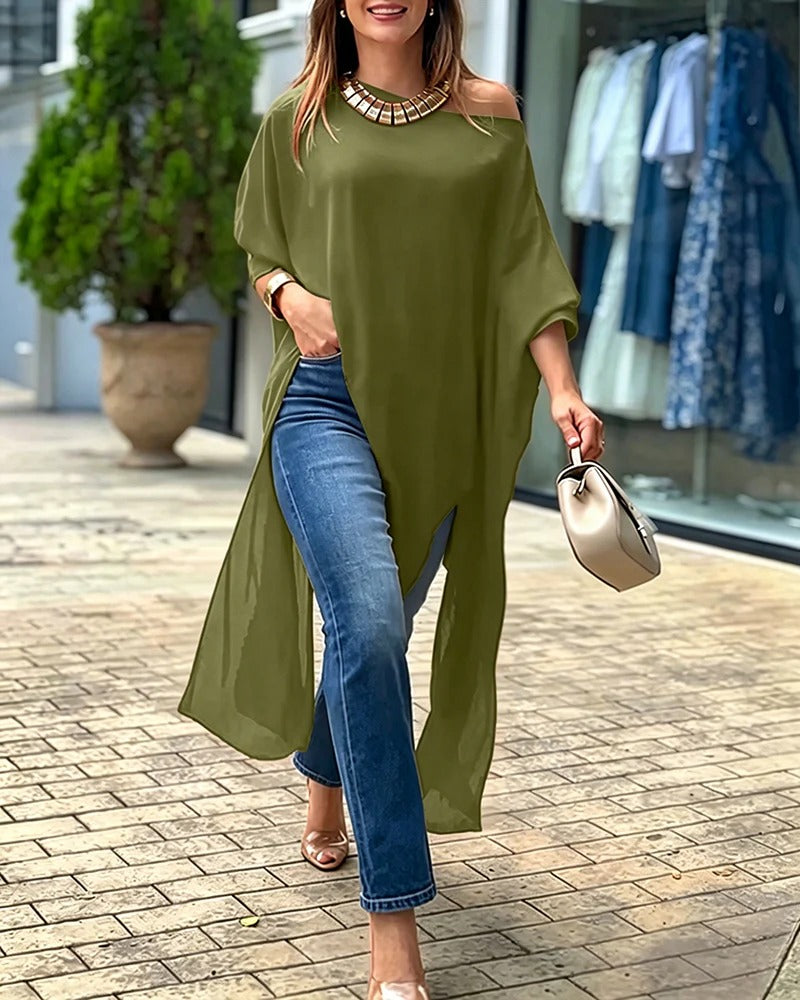 Blusa ampia asimmetrica a mantella