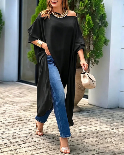Blusa ampia asimmetrica a mantella
