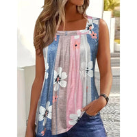 Top Fiorato da donna senza maniche con stampa 🌺