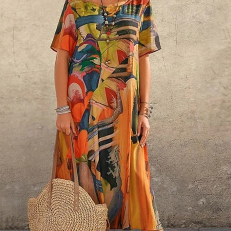 Elegante abito in seta di gelso "Brezza tropicale"