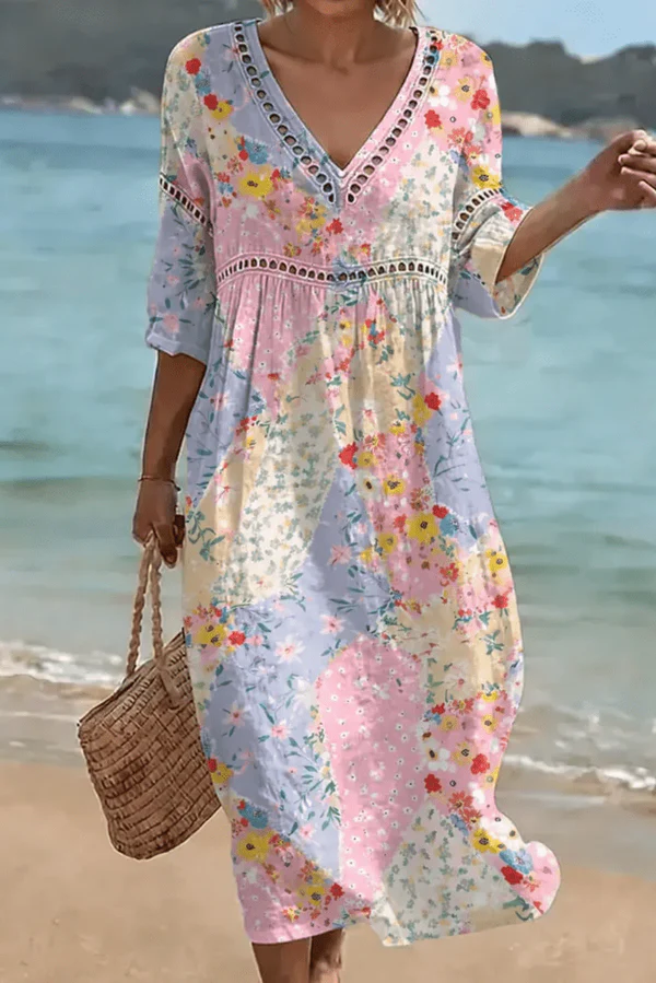 Lunessa – Abito midi con stampa floreale🌺