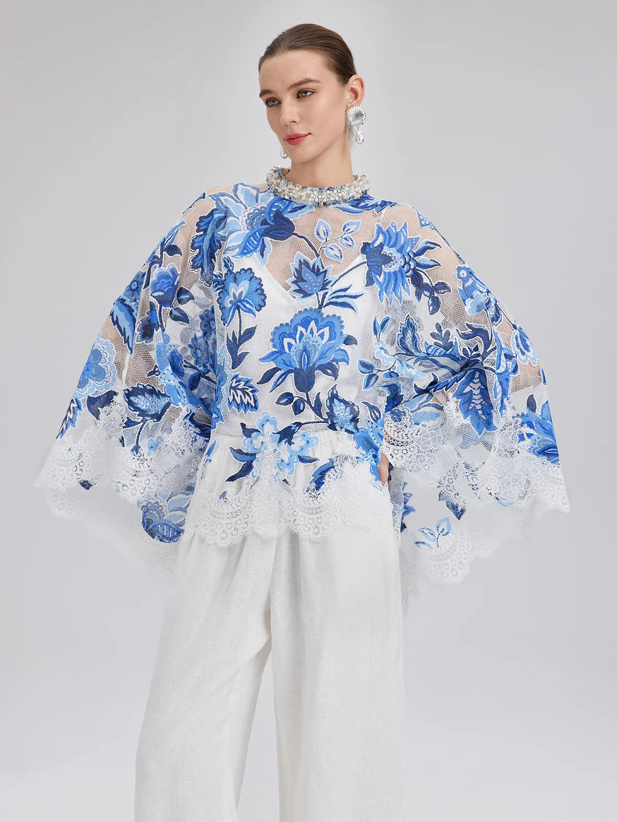 Mantella in pizzo jacquard