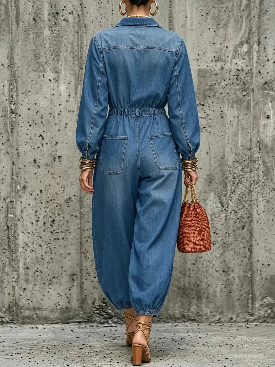 Tuta intera da donna in denim stile denim