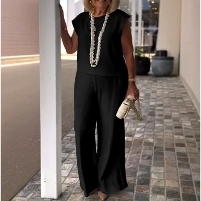 💖 Top senza maniche e pantaloni da donna in cotone e lino