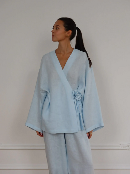 Set blue sky in cotone e lino
