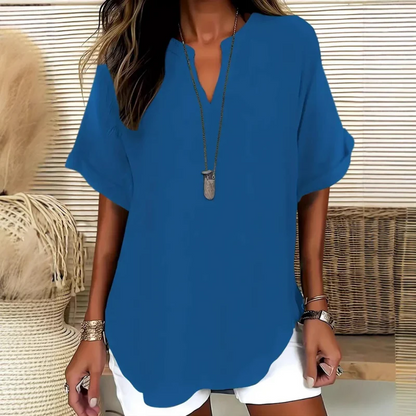 Top a maniche corte ampio e comodo in tinta unita👗