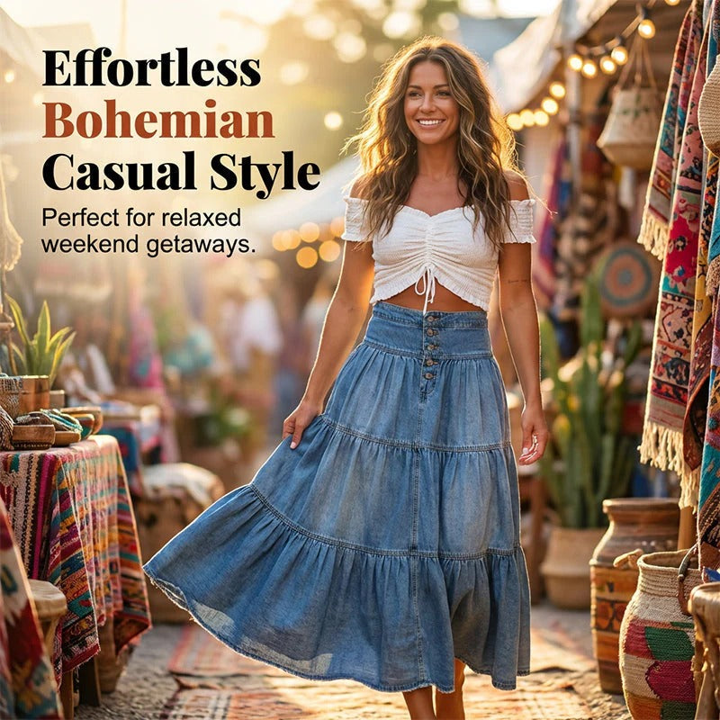Gonna  Chiusura con bottoni sul davanti e fascino vintage – perfetto per un look elegante e casual ✨