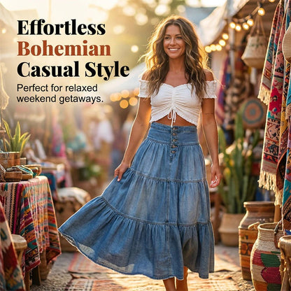 Gonna  Chiusura con bottoni sul davanti e fascino vintage – perfetto per un look elegante e casual ✨