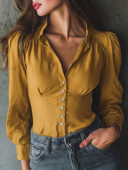 Camicia Jasmine - casual slim fit a maniche lunghe in lino e cotone