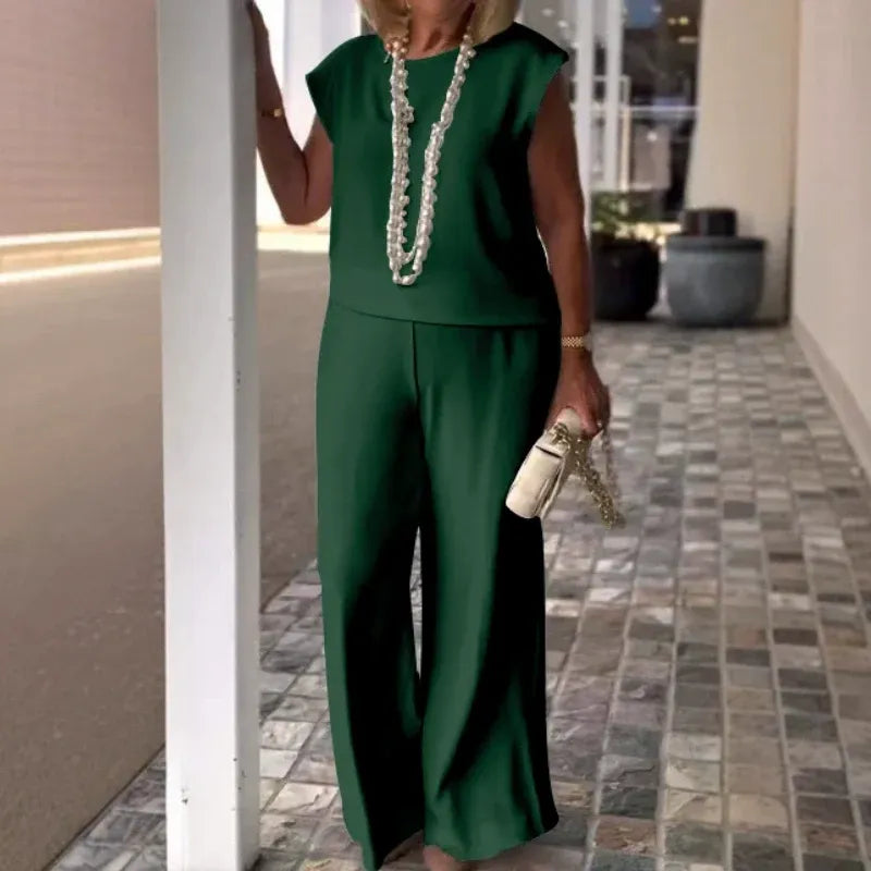 💖 Top senza maniche e pantaloni da donna in cotone e lino