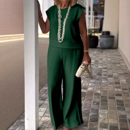 💖 Top senza maniche e pantaloni da donna in cotone e lino