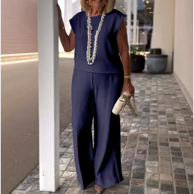 💖 Top senza maniche e pantaloni da donna in cotone e lino