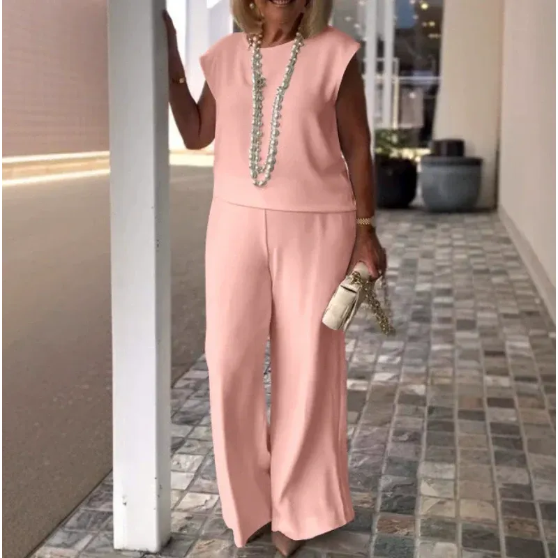 💖 Top senza maniche e pantaloni da donna in cotone e lino