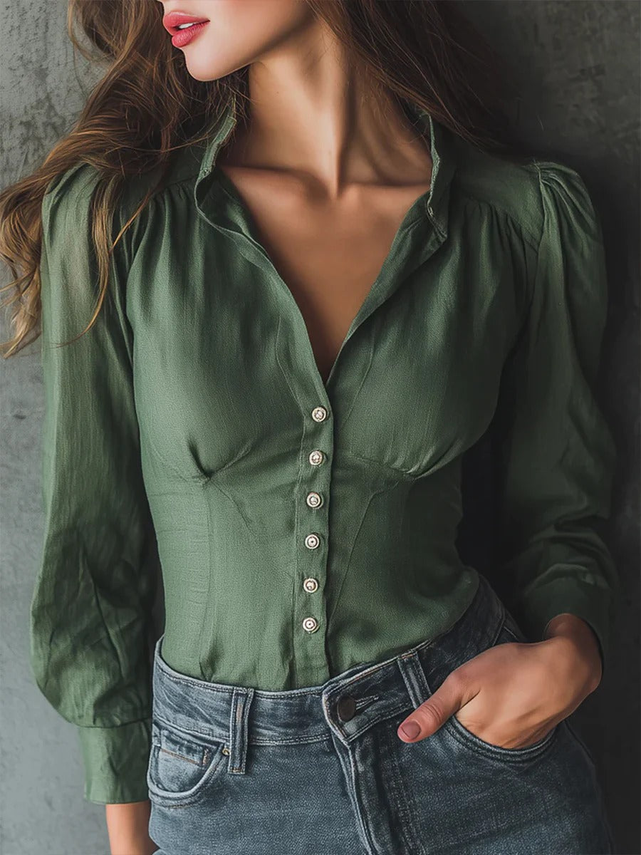 Camicia Jasmine - casual slim fit a maniche lunghe in lino e cotone