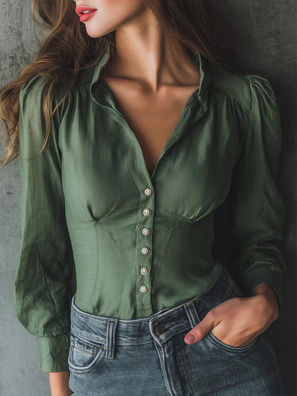 Camicia Jasmine - casual slim fit a maniche lunghe in lino e cotone