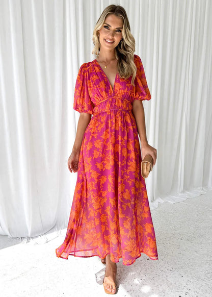 Kathy - Elegante abito lungo con scollo a V