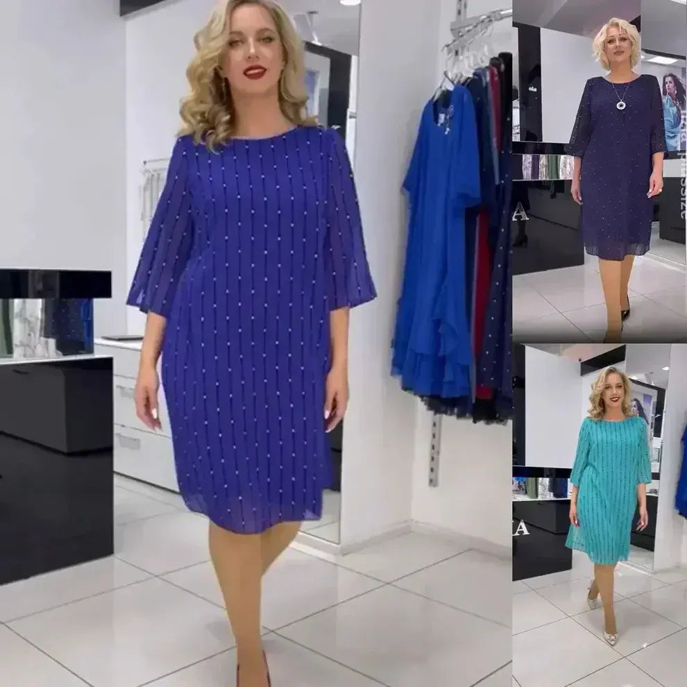 Elegante abito da donna con scollo rotondo