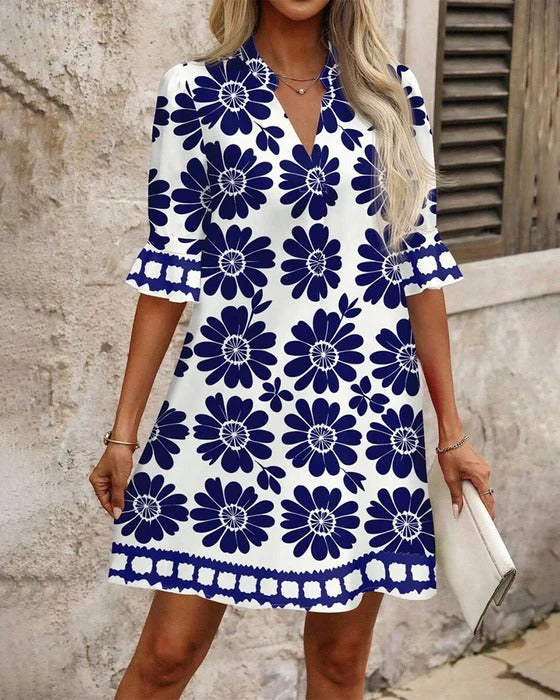 Flavia Elegante abito in cotone leggero con stampa floreale💙💐