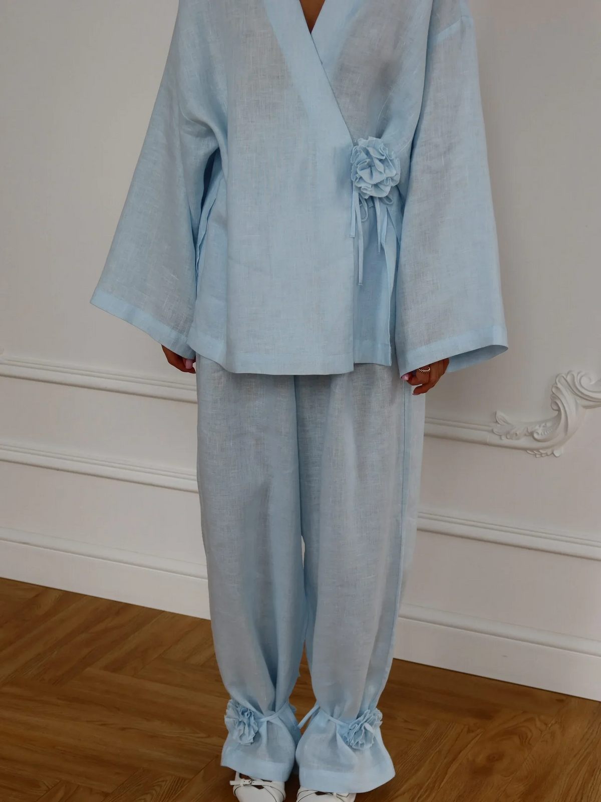 Set blue sky in cotone e lino