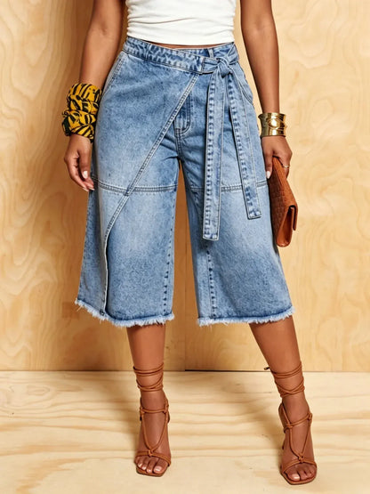 Shorts in denim casual retrò con lacci 🩵