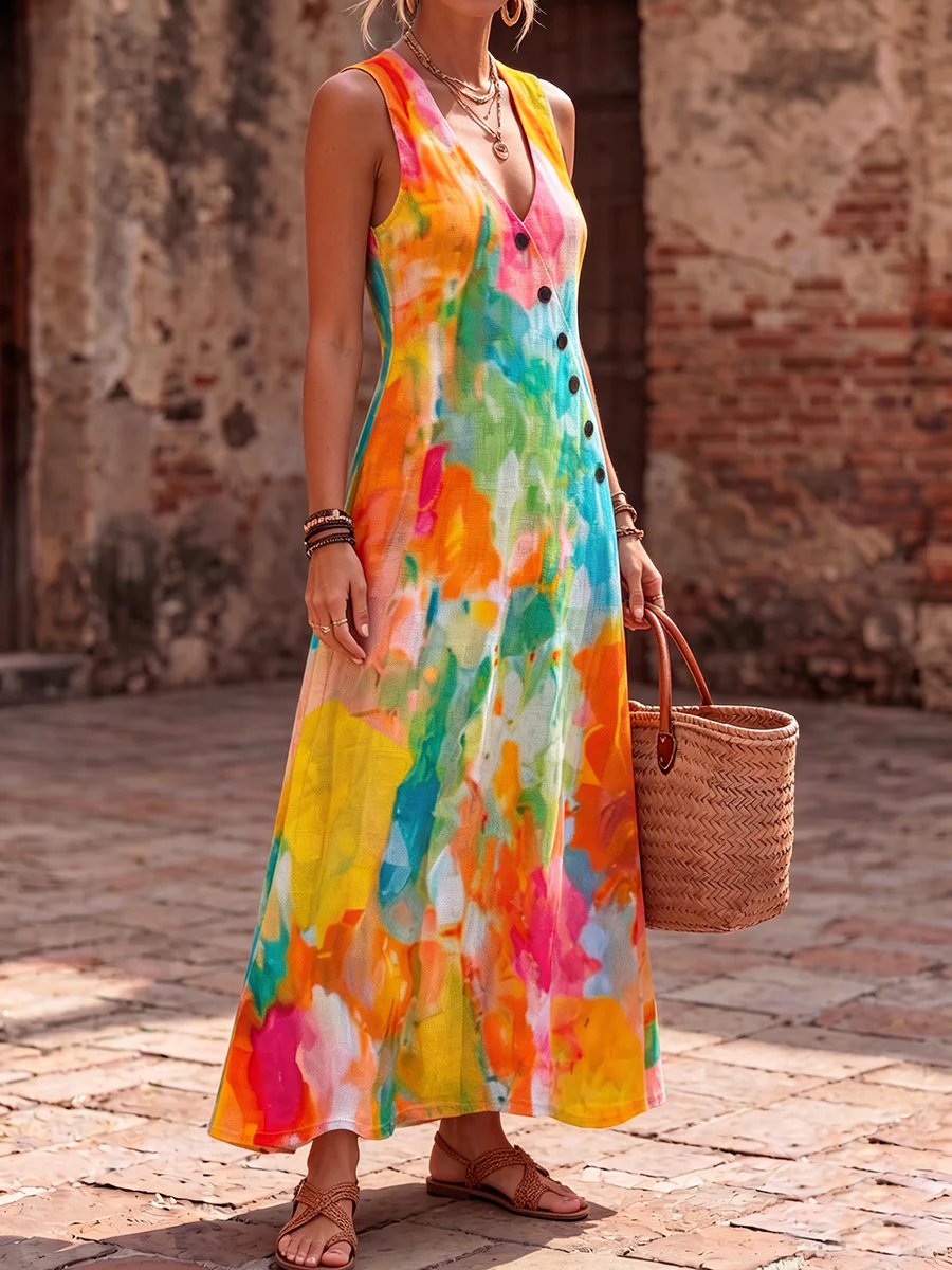 DRESS RAIMBOW IN COTONE E LINO ✨