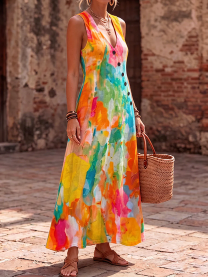 DRESS RAIMBOW IN COTONE E LINO ✨