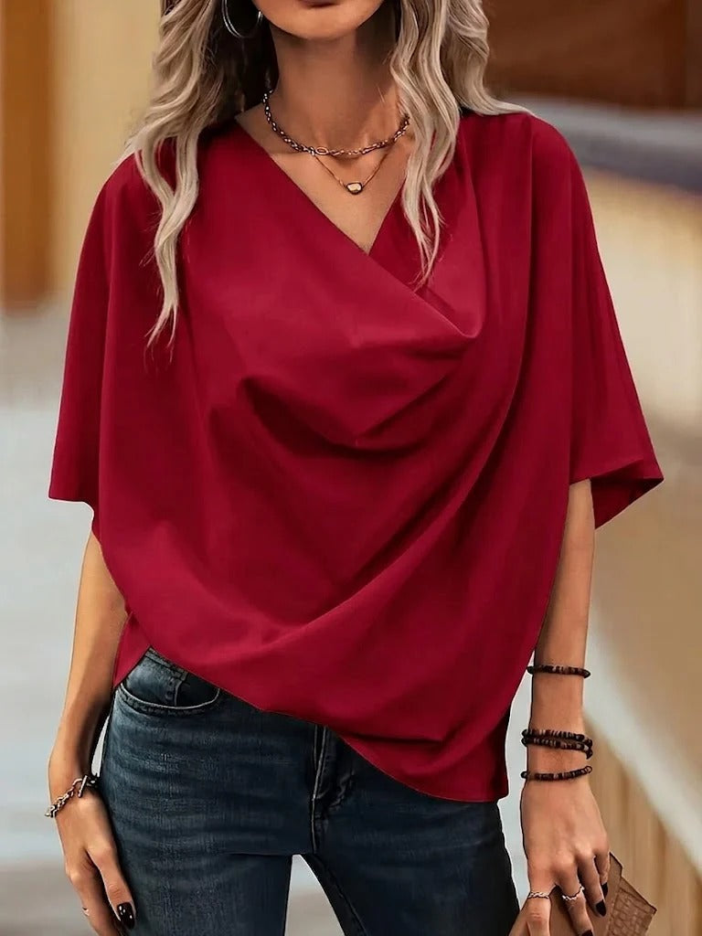 Top Zoe in cotone ampio e comodo con collo a cappuccio