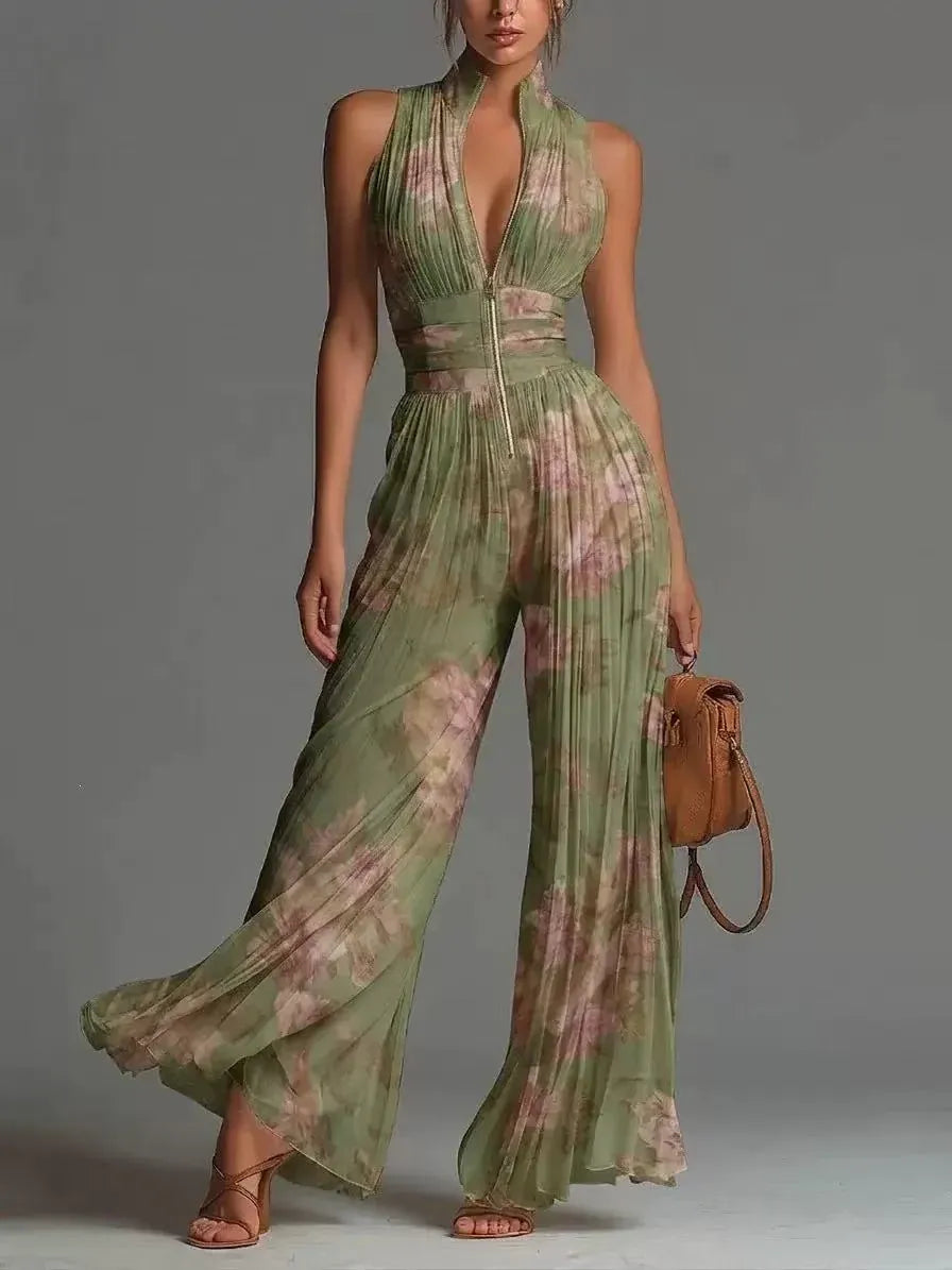 Tuta intera da donna lunga, a gamba larga e plissettata, elegante🌟