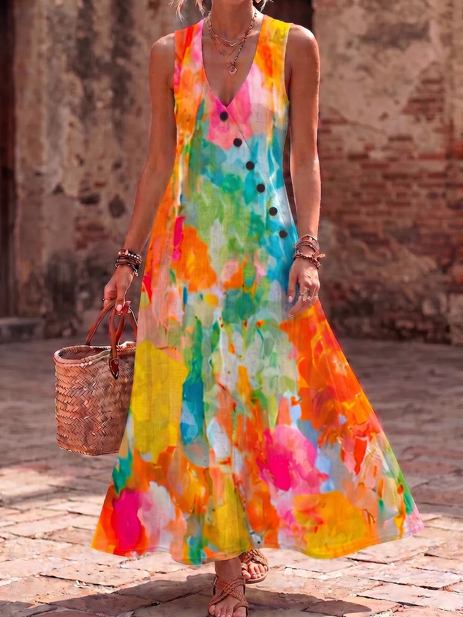 DRESS RAIMBOW IN COTONE E LINO ✨