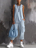 COORDSET TINA A RIGHE CON PANTALONI CARGO