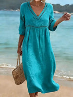 Abito Clarissa - casual retrò in cotone, tinta unita ed elegante