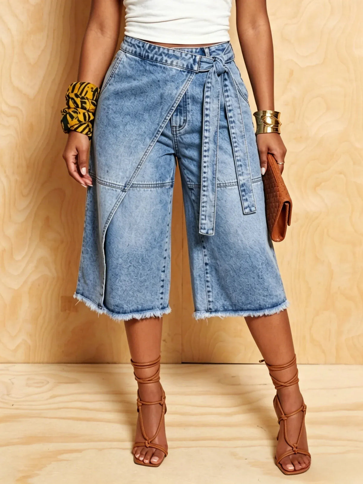 Shorts in denim casual retrò con lacci 🩵