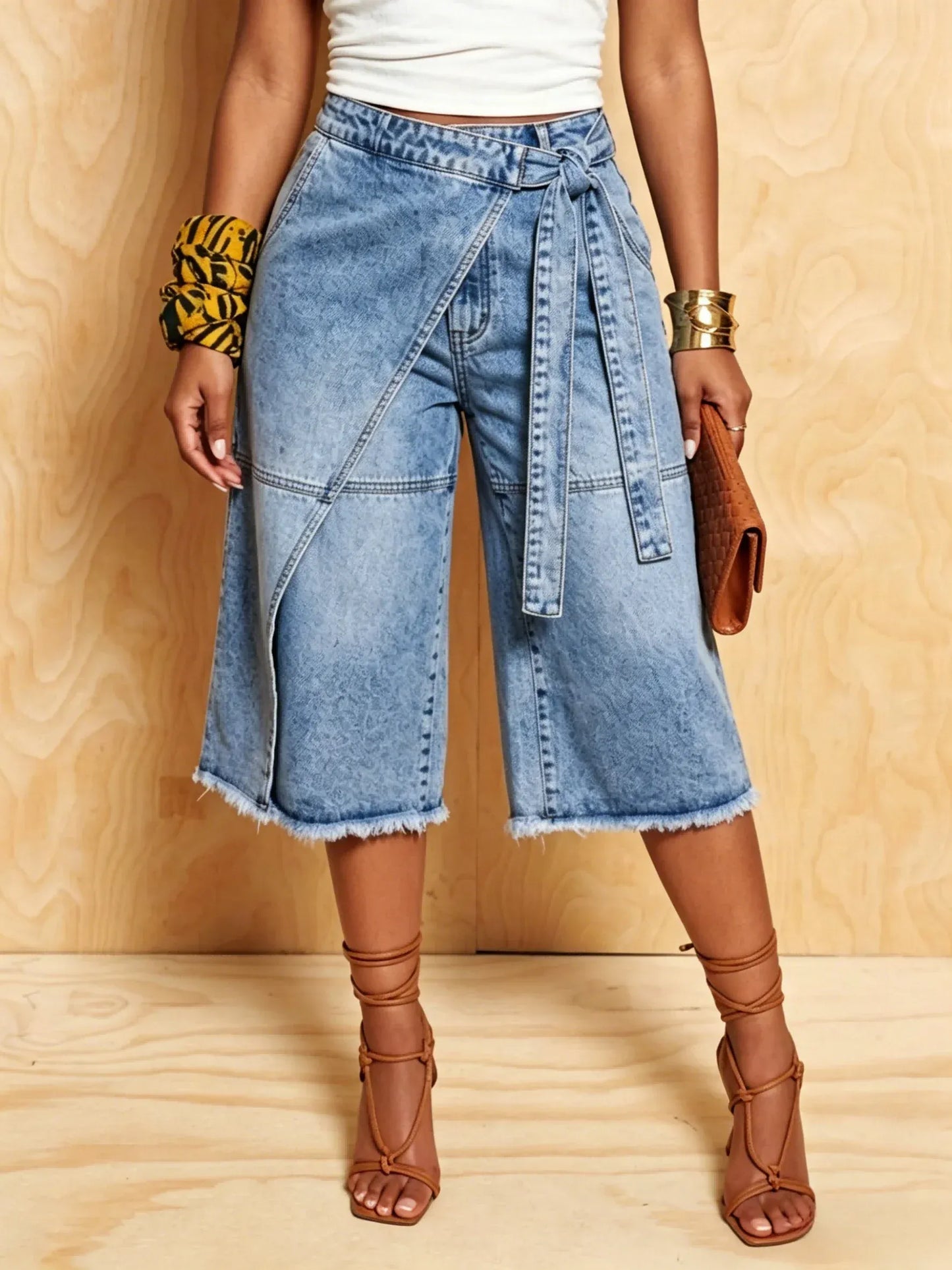 Shorts in denim casual retrò con lacci 🩵