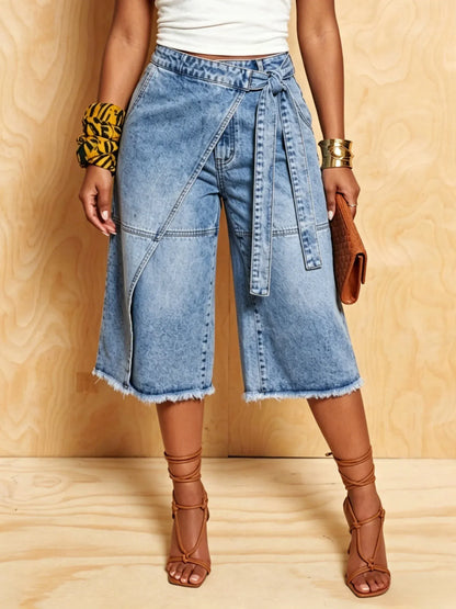 Shorts in denim casual retrò con lacci 🩵