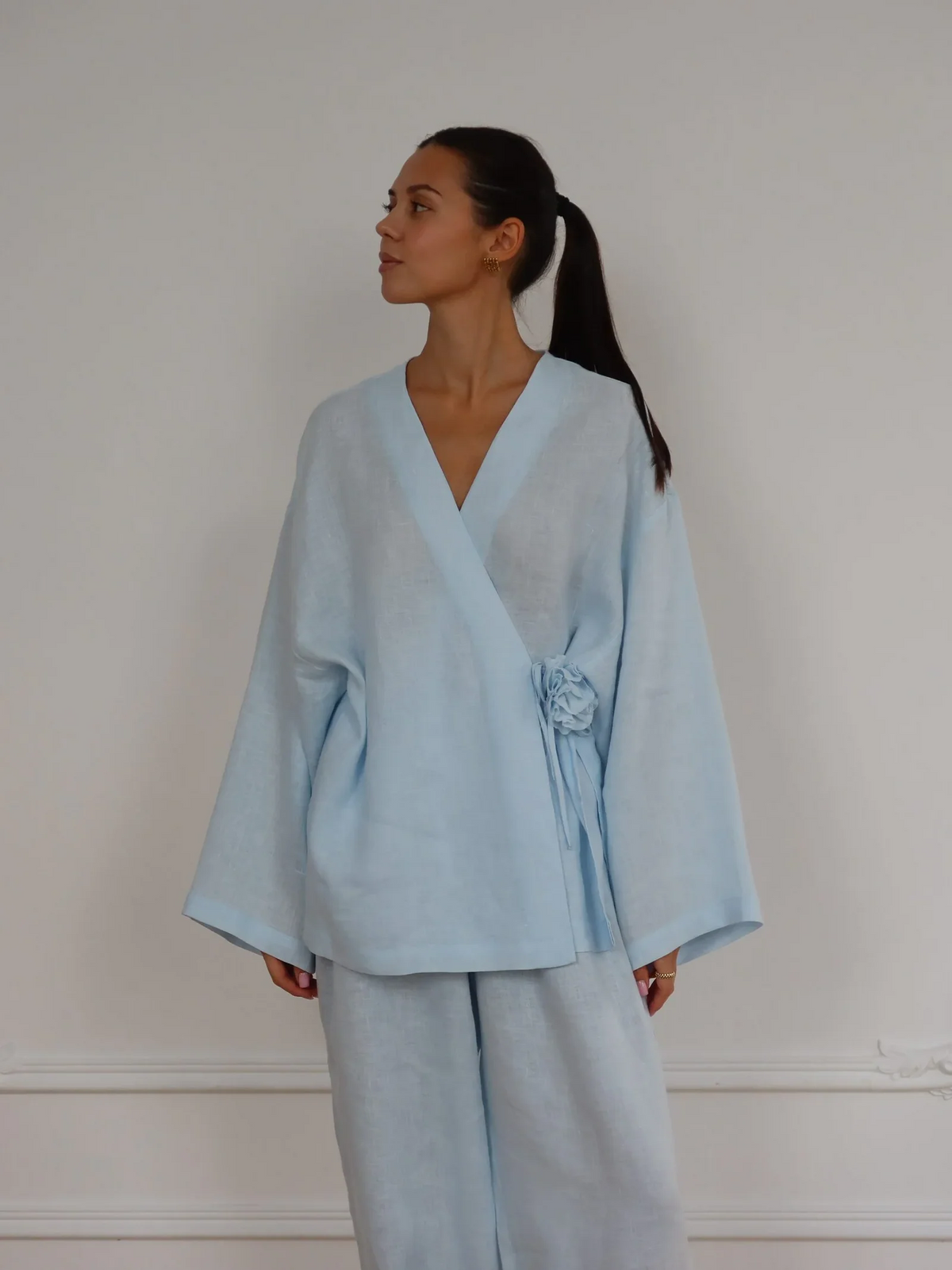 Set blue sky in cotone e lino
