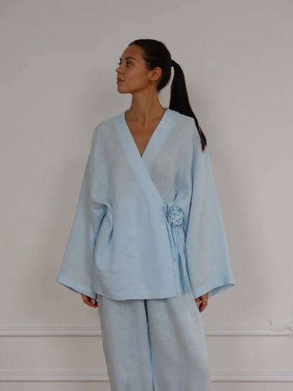Set blue sky in cotone e lino