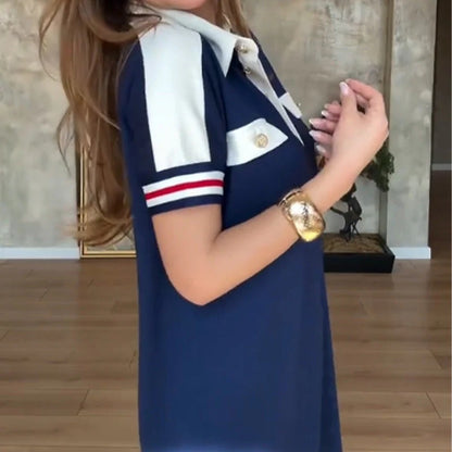 Abito casual con revers e maniche corte 💙♥️