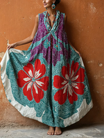Abito Chloe in misto cotone e lino con stampa floreale in stile retrò-bohemien