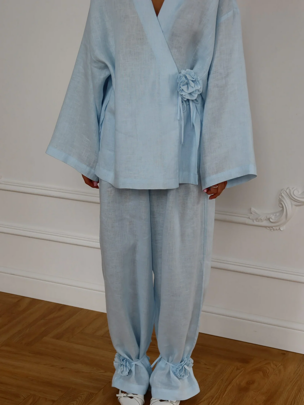 Set blue sky in cotone e lino