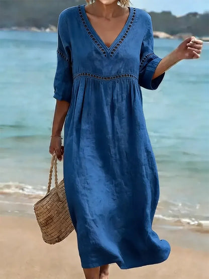 Abito Clarissa - casual retrò in cotone, tinta unita ed elegante