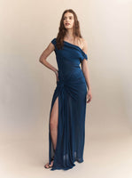 Abito Sorens in georgette di seta con spalle scoperte