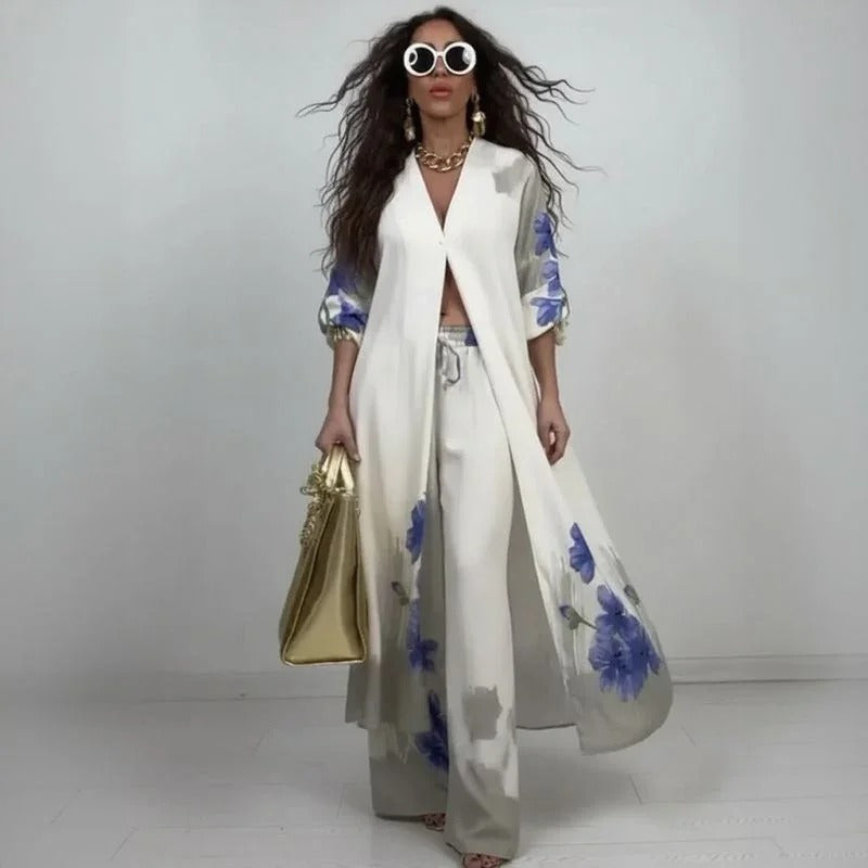 Set Miranda™️ in viscosa satinata con camicia kimono dal taglio fluido