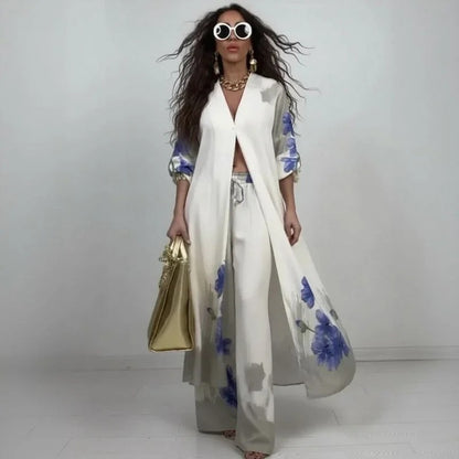 Set Miranda™️ in viscosa satinata con camicia kimono dal taglio fluido